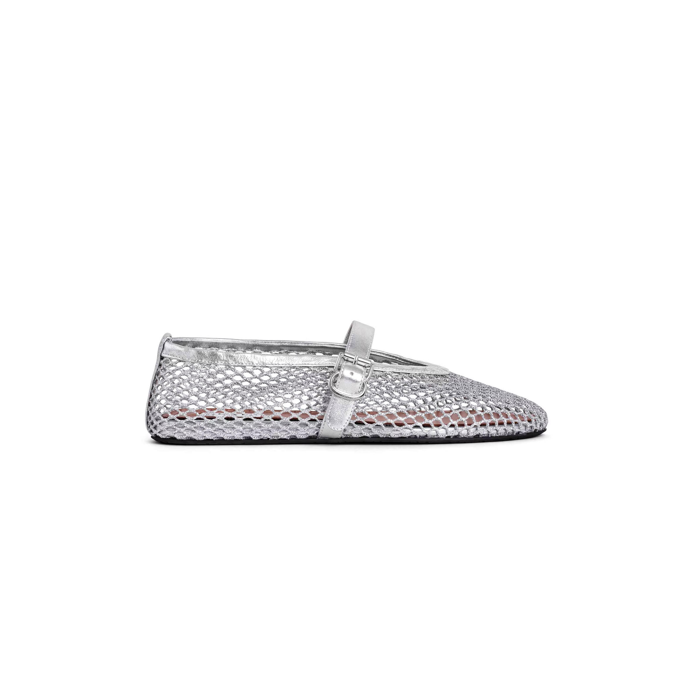 ALAÏA BALLET FLATS IN LAMINATED FISHNET AA3A029TK028 - 090